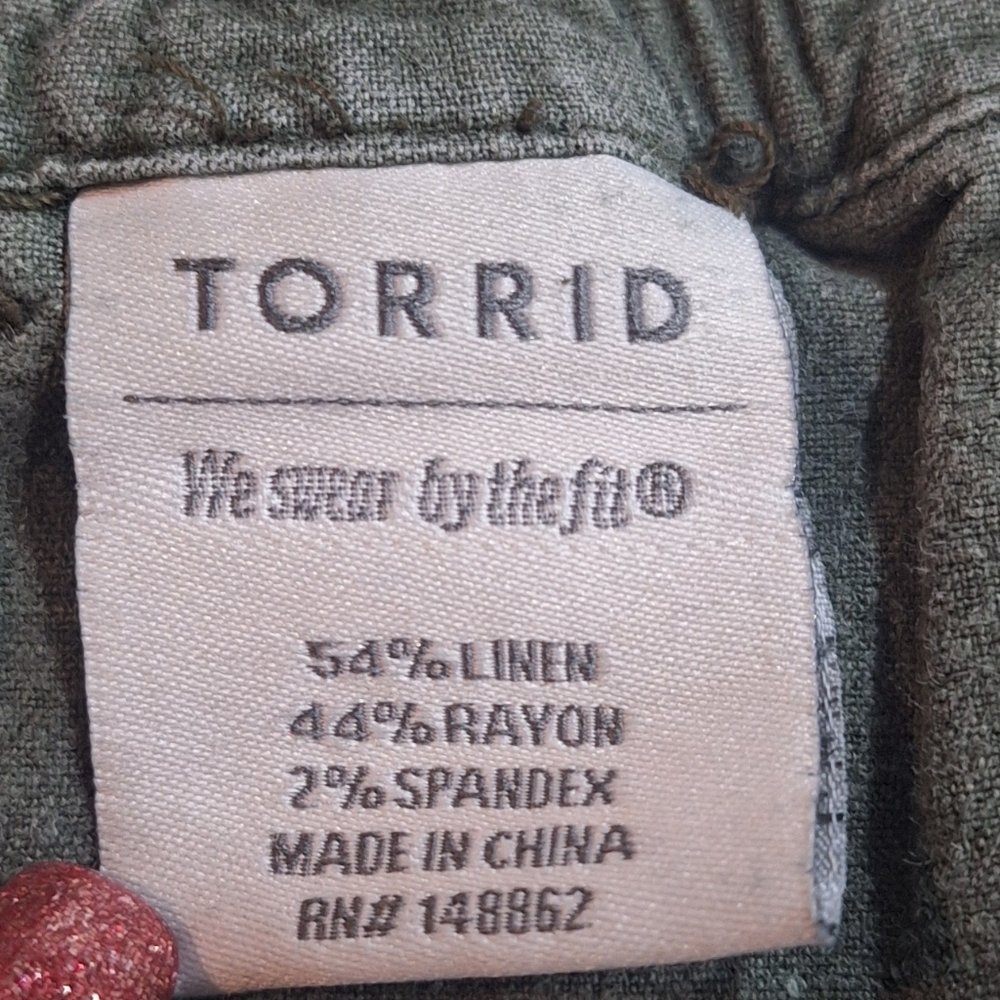 #1642 Torrid Linen Blend Olive Green Women's Casual Shorts Sz 2 ( 18/2X) - Picture 5 of 10